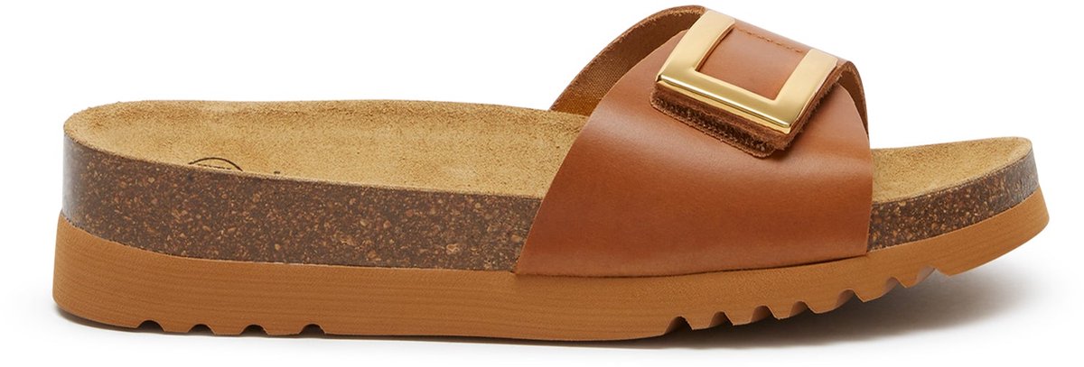 Scholl - maat 38 - Sandalen Monterey Mule 1 Riem Vintage Leer Vrouwen - Cognac