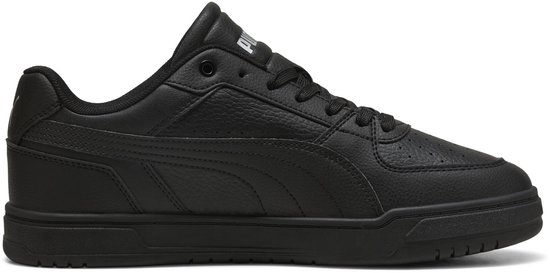 sneaker, zwart, leer, perforaties, plat (platform)