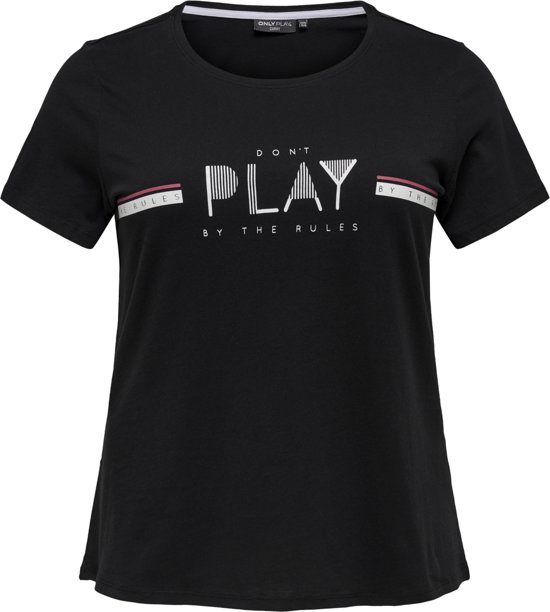 Only Play Curvy Curvy Janice Regular Training Shirt Dames Sporttop - Zwart - Maat 44/46