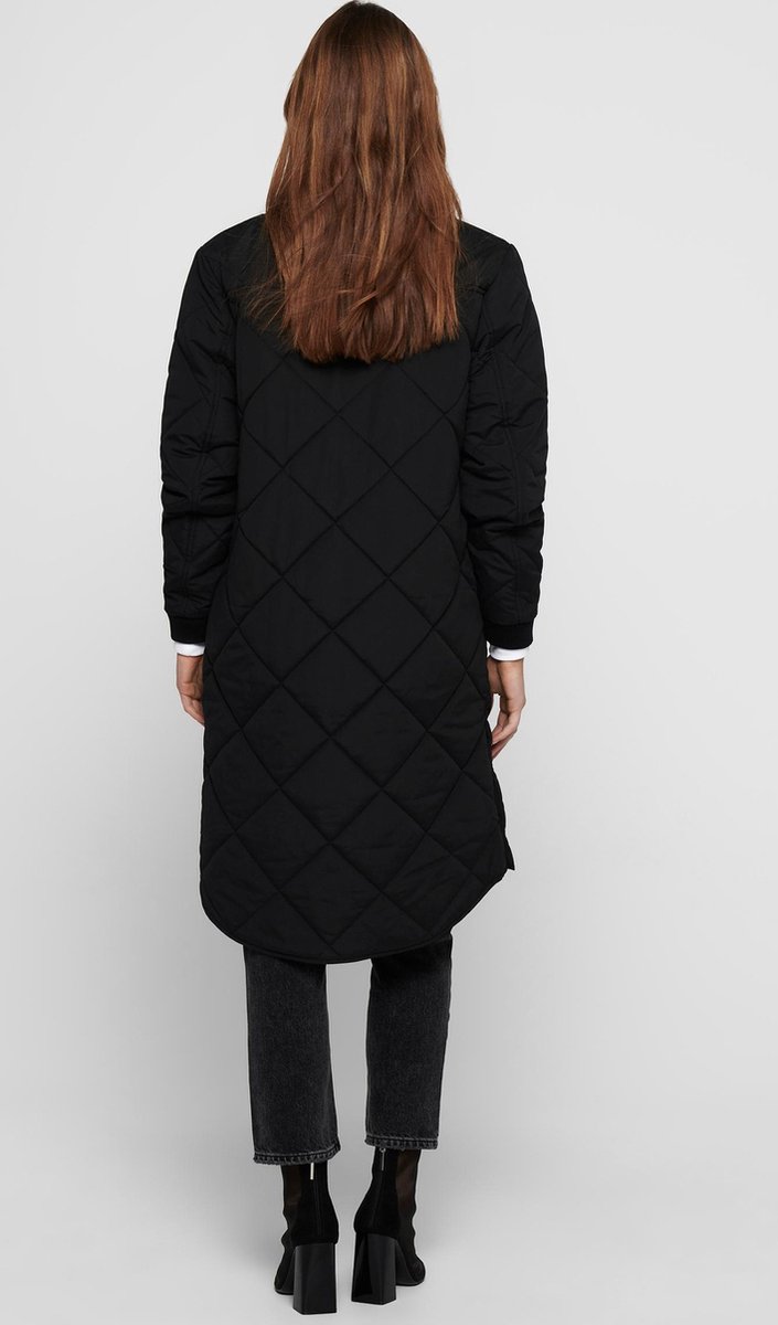 Jacqueline de Yong - Maat M - Jas Jdydiana Quilt Long Jacket Otw Hab 15238714 Black Dames