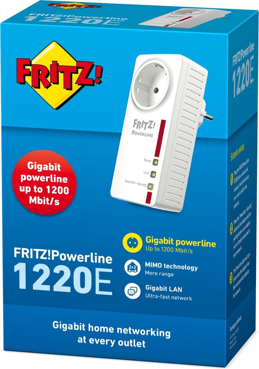 AVM FRITZ!Powerline 1220E - Gigabit powerline zonder wifi - Uitbreiding
