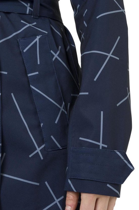 AGU URBAN OUTDOOR TRENCH COAT LONG WOMEN NAVY BLUE PRINT L