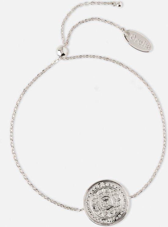 Orelia armband met ingegraveerd muntje zilverkleurig