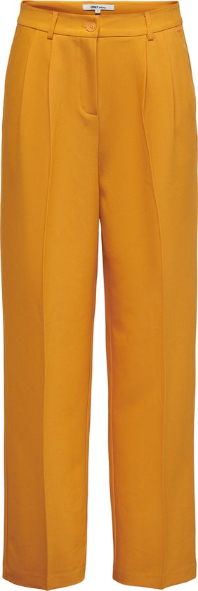 broeken, pantalon, wijdte-pijp, oranje, voorzijde-plooit