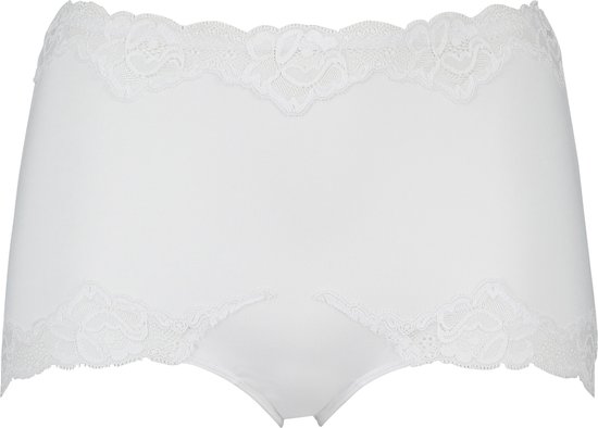 shorts, lingerie, mid-waist, lace trim, white