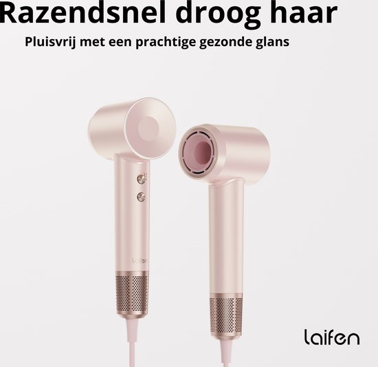 Laifen Swift Premium High Speed Föhn - Licht roze/Goud - Haardroger met ionische technologie - 3 war