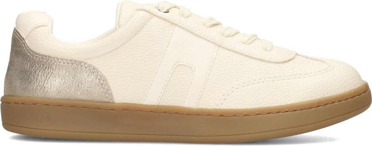 sneaker, witte schoen, gumzwarte zool, leer,  Metallic achterzijde