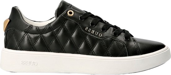 sneaker, black, quilted, lace-up, platform sole