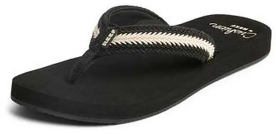 flip-flop, thong, zwart, riem, patroon