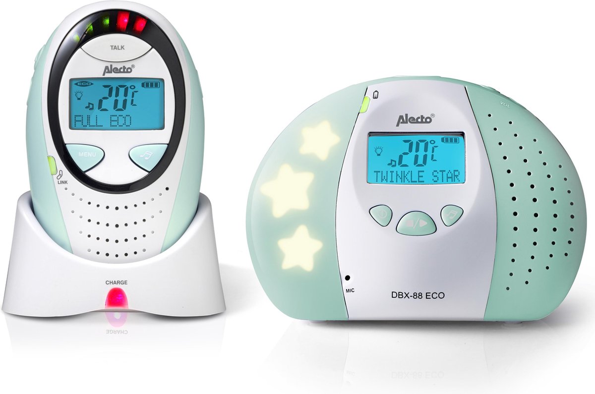 Alecto DBX-88MT - Full Eco DECT babyfoon met display - Wit/Mintgroen