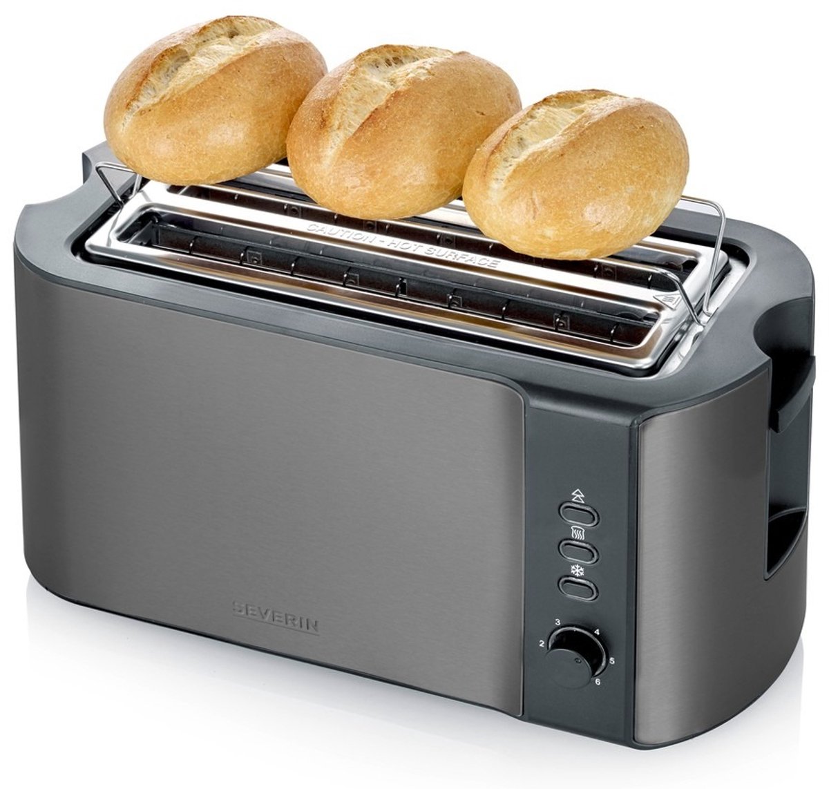 Severin AT 9341 Broodrooster – Toaster - 2 lange sleuven - 6 standen – Zwart RVS
