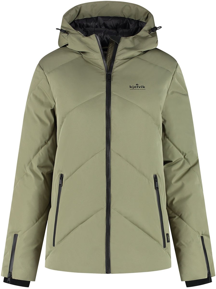 jas, winterjas, donkergroen, donsjas, rits