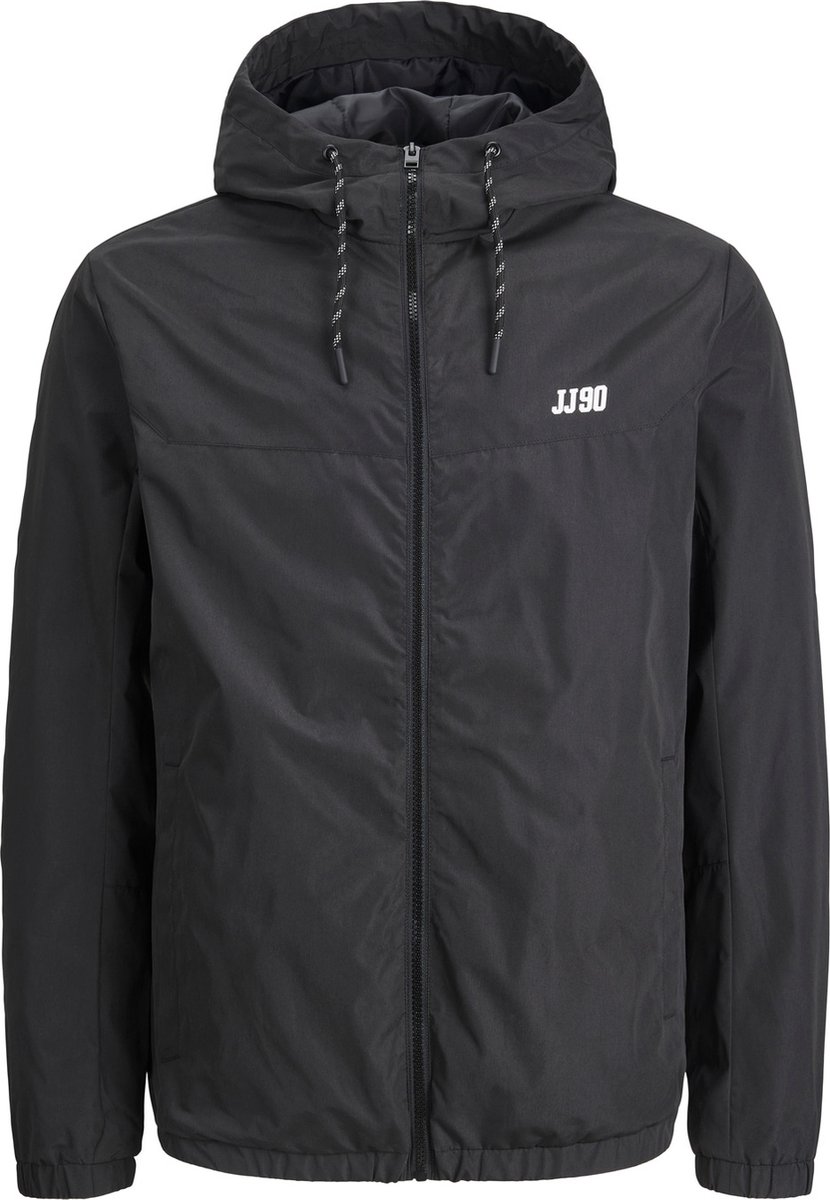 jacket, windbreaker, hooded, zipper, black
