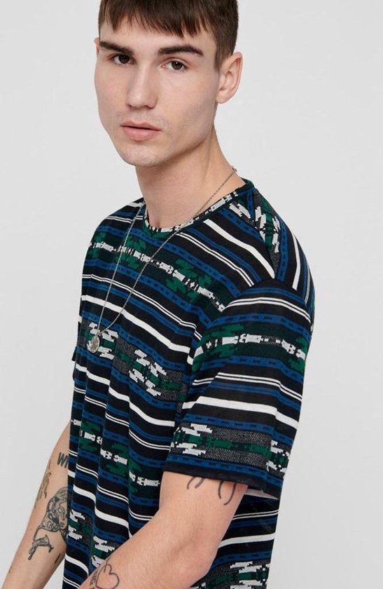 Only & Sons Ketu Heren T-shirt - Blauw - Maat L