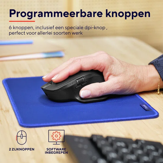 Trust Ozaa+ - Ergonomische Draadloze muis - Oplaadbaar - Multiconnect USB & Bluetooth - Zwart