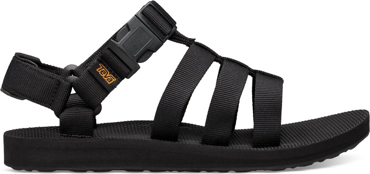 sandalen, hiel, sleehiel, polyester, zwart