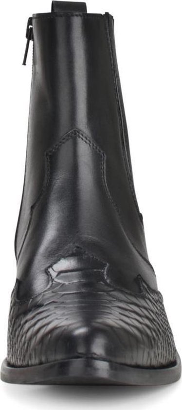 PS Poelman Leren Chelsea Enkellaarzen met Western Snake Print Details - 40 -Tartor - Zwart