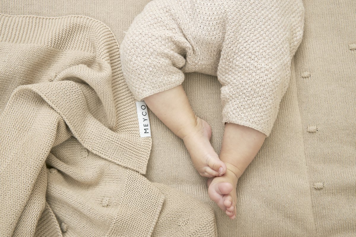 Meyco Baby Mini Knots wiegdeken - sand - 75x100cm