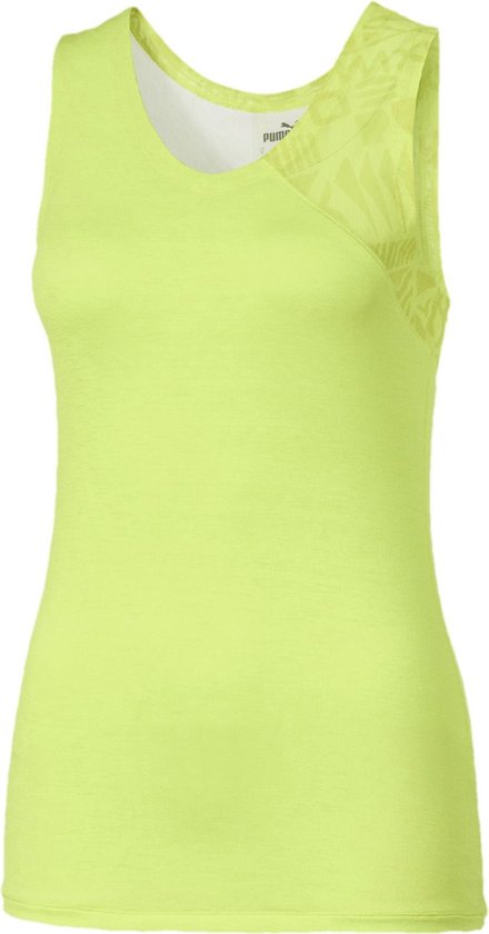 PUMA Studio Graphic Mesh Tank Dames Sporttop - Sunny Lime - Maat XS