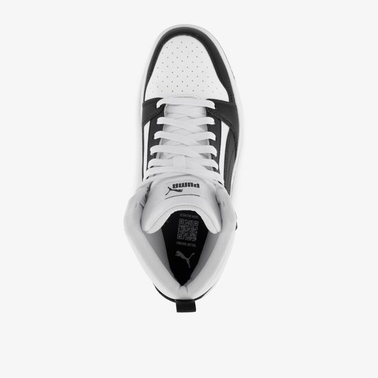sneaker, basketbal?, ?, But better clean, top view, white black, laces, puma, shoe, athletic, sneaker top view, perforated