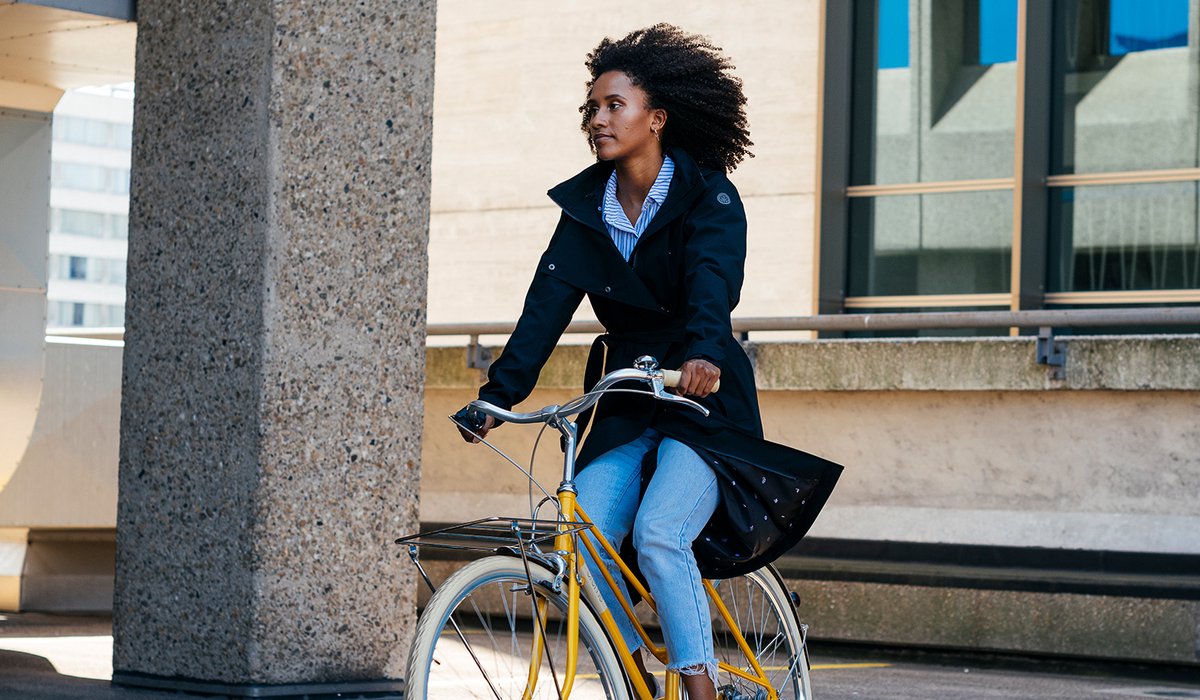 AGU - maat M- Trench Coat Long Regenjas Urban Outdoor Dames - Zwart