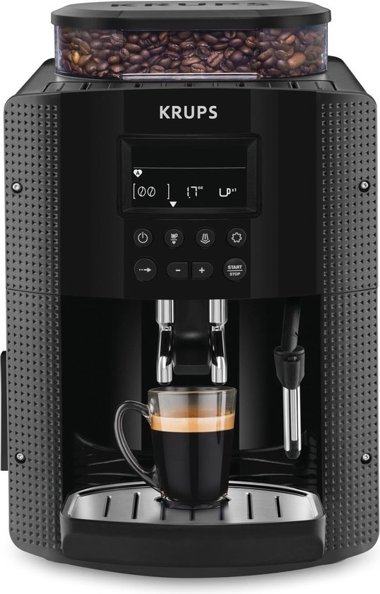 Krups Essential EA8150 - Volautomatische Espressomachine - Thermoblock-systeem - Personaliseren en Favorieten Opslaan - Zwart - Koffiemachine met bonen