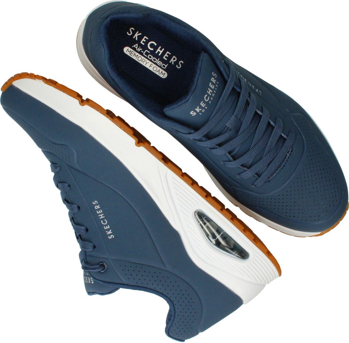 Skechers - Maat 43 - Uno - Stand On Air Heren Sneakers - Donkerblauw