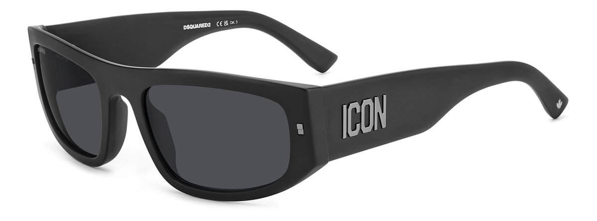 zonnebril, sunglasses, donker, kunststof frame, icon label
