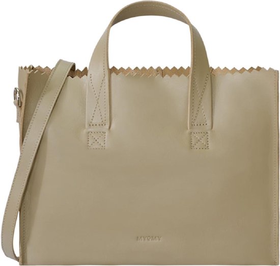 MYOMY Schoudertas My Paper Bag Handbag Crossbody Leer - beige