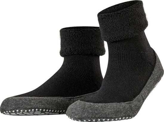FALKE Cosyshoe - maat 37-38- antislip noppen merinowol huissokken pantoffels heren zwart