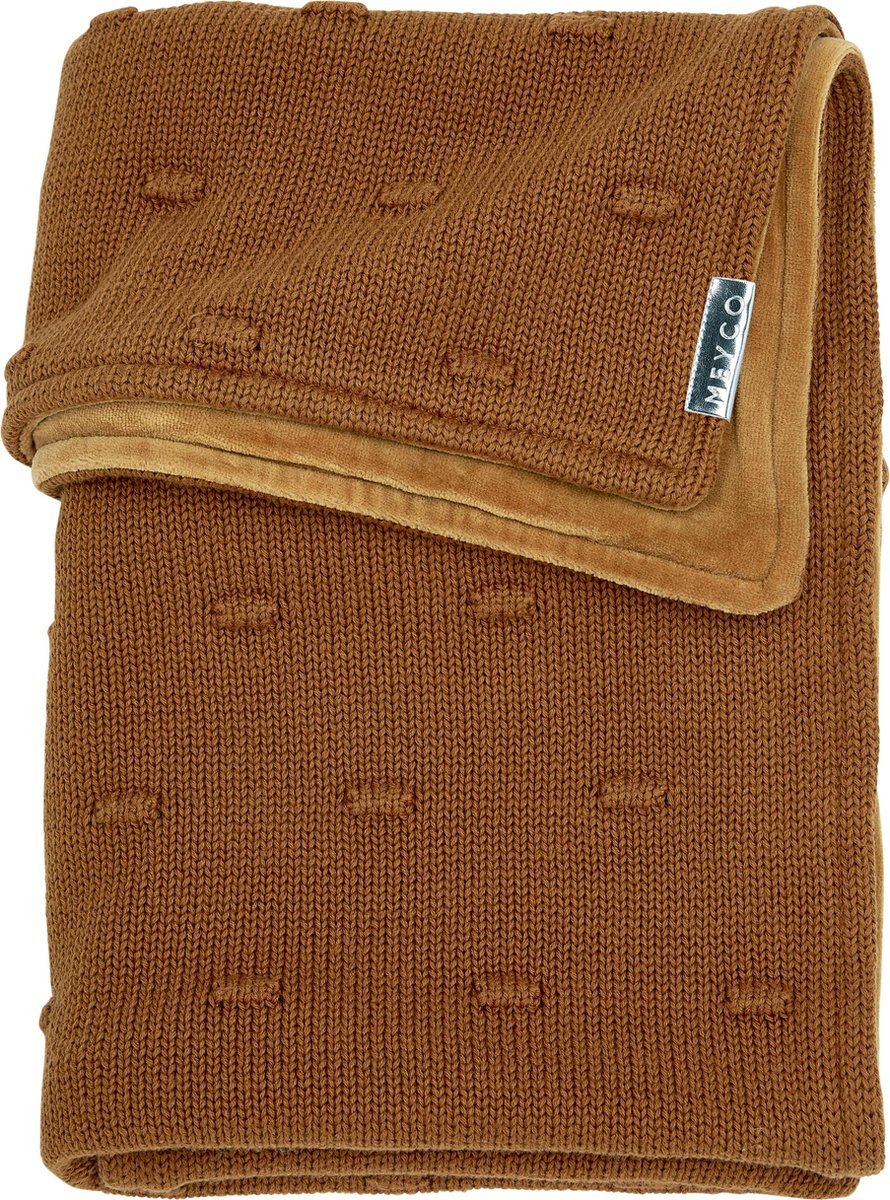 Meyco Knots met velvet ledikantdeken - 100x150 cm - Camel