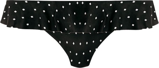 bikini, bikini briefs, zwart, polkadots, gerafelde rand
