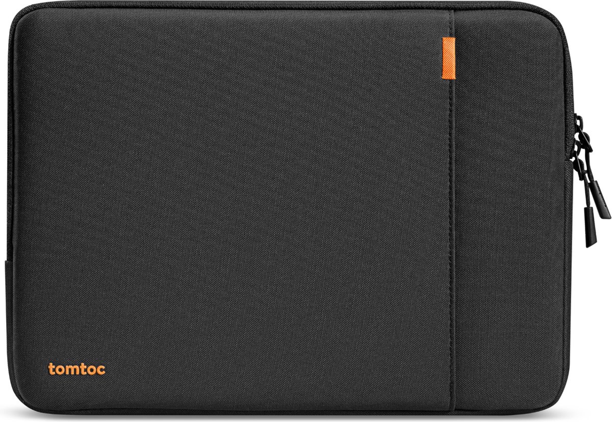 laptophoes, taskpad, black case, zipper, orange logo