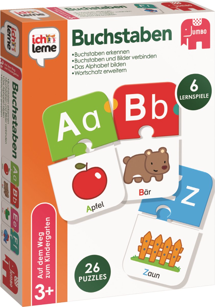 Buchstaben, Lernspiel, Puzzels, Alphabet, Apfel