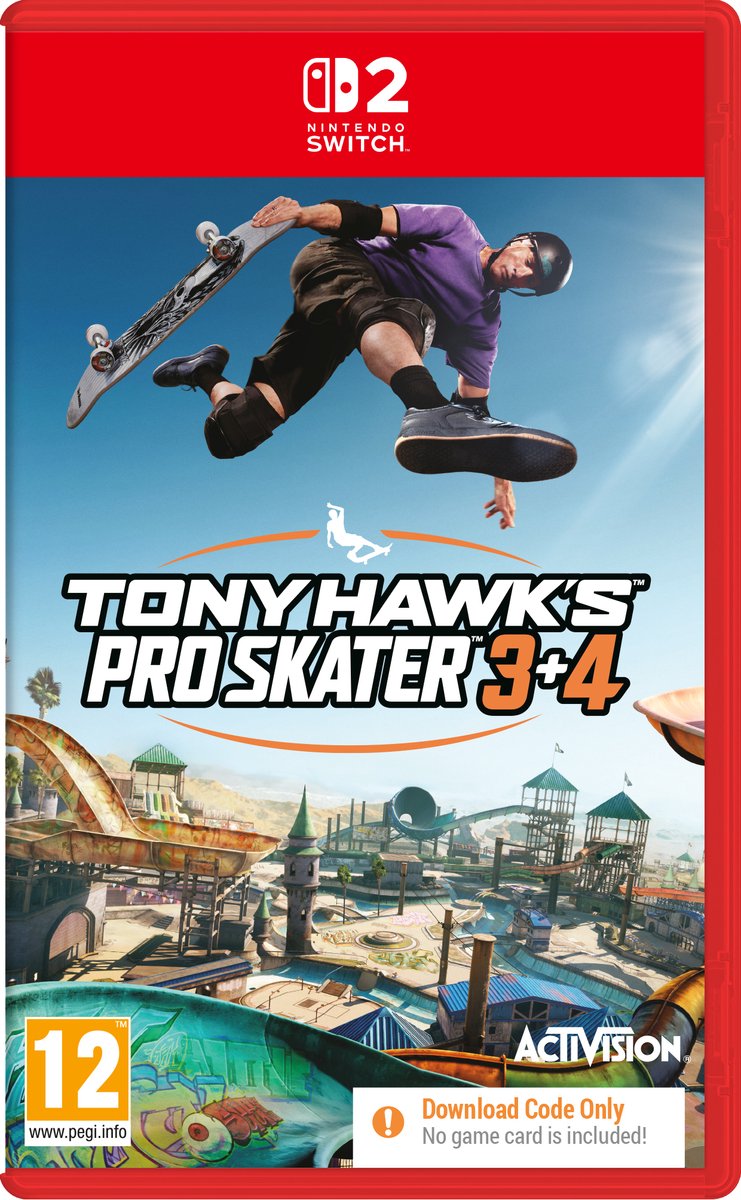 Nintendo Switch, Tony Hawk's Pro Skater 3+4, skateboard, game cover, activision