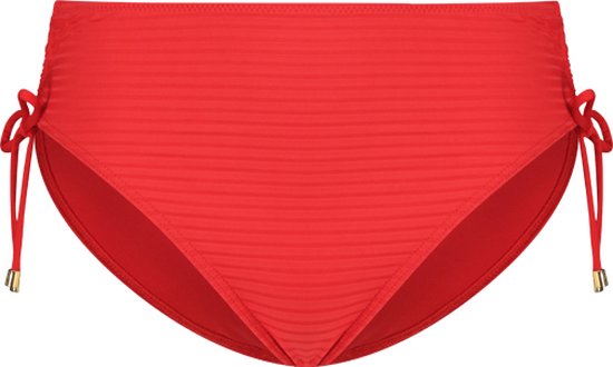 bikini bottom, swimwear, red, ruched, tie sides
