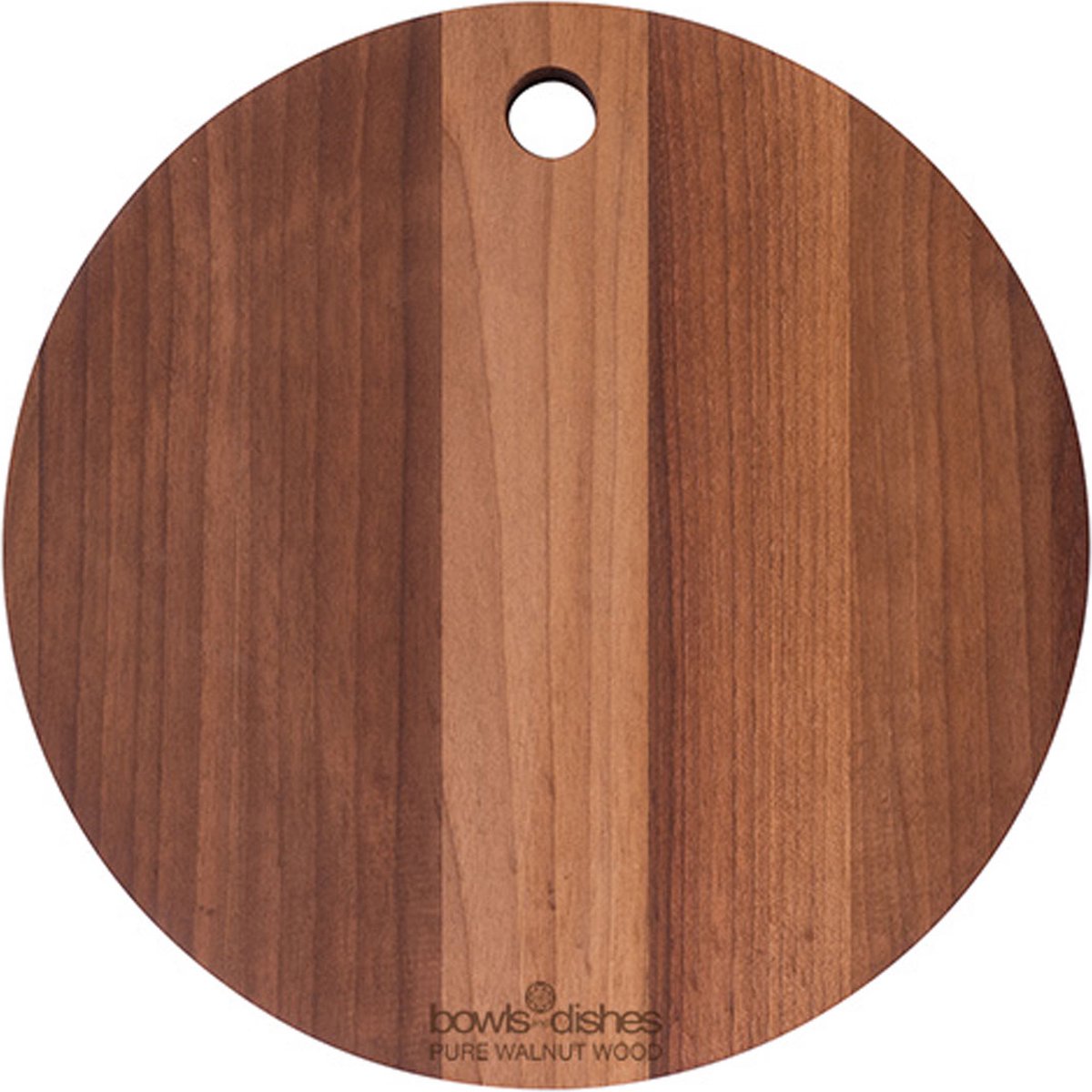 Borrelplank rond met gat Ø 24 x 2 cm - walnoot hout