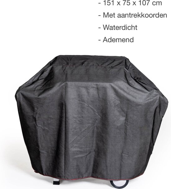 Barbecook – Waterdichte BBQ hoes – Beschermhoes Voor Gasbarbecues - Large - 151x75x107cm - Zwart