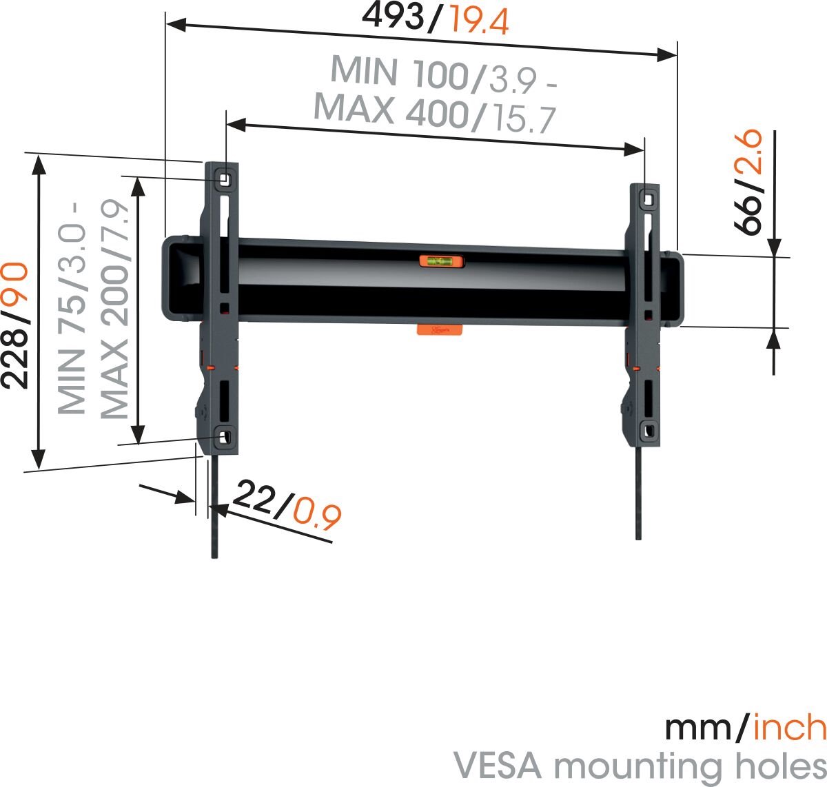 Vogel's TVM 3405 SP | Vaste tv-beugel OLED | 32-77" | max 50kg | VESA 400x200