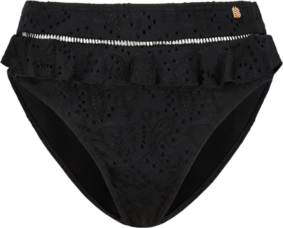Beachlife - Maat 40 - Black Embroidery High Waist bikinibroekje
