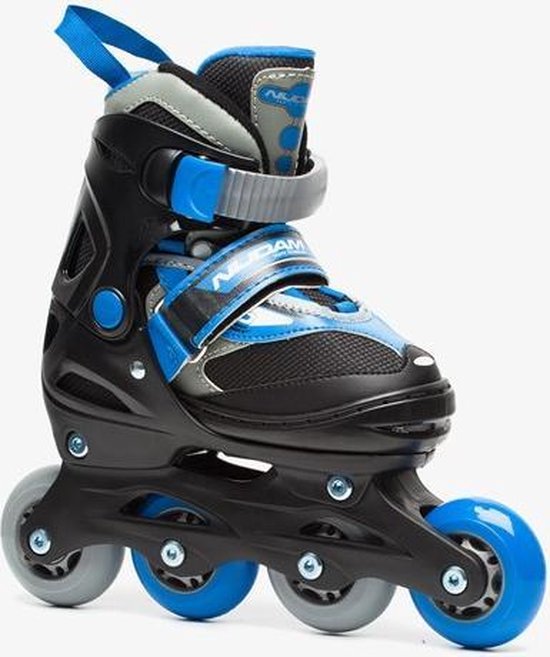 Nijdam Junior Inlineskates - Semi-Softboot - Zwart/Blauw/Grijs - 30