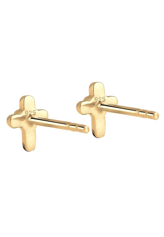 Elli Oorbellen Kind kruis hart godsdients 925 zilver verguld