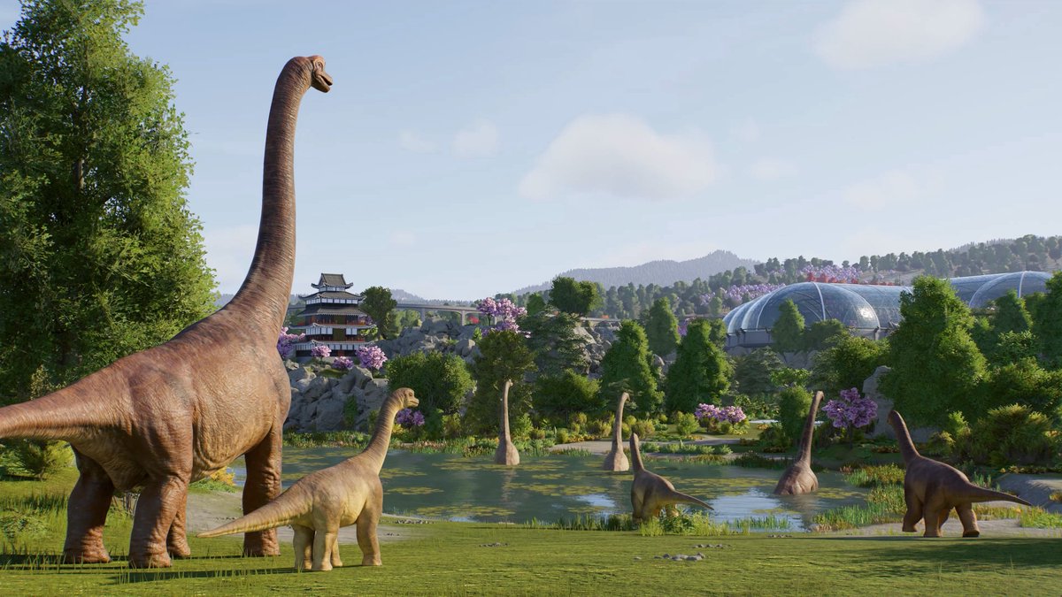 dinosaur, brachiosaurus, juvenile, uitstappark, poel