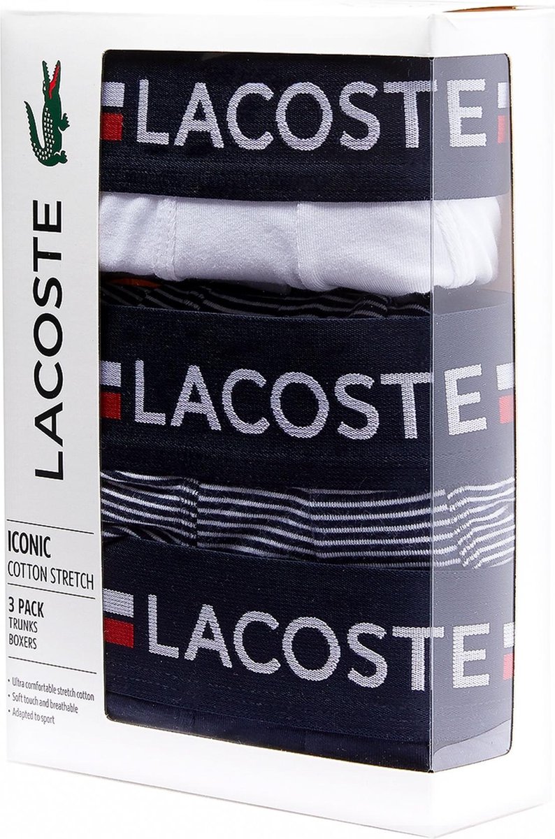 Lacoste Heren 3-pack Short - XS - Navy/Wit/Rood