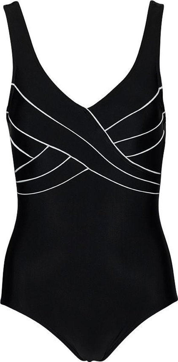 badpak, bikini, zwart, cropped, bandjes