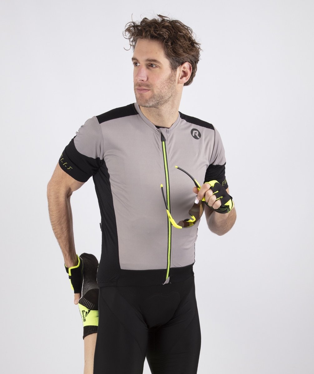 Rogelli Wielershirt KM Rise Grijs/Zwart/Fluor Maat S