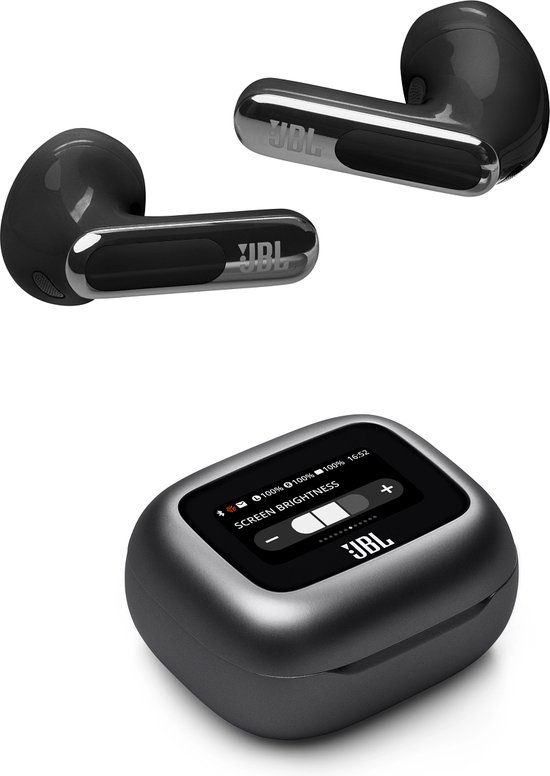 JBL Live Flex 3 - Draadloze Noise Cancelling Oordopjes - Oortjes Draadloos - Smart Charging Case met Display - Bluetooth - Open-fit - 50 uur batterij - Zwart