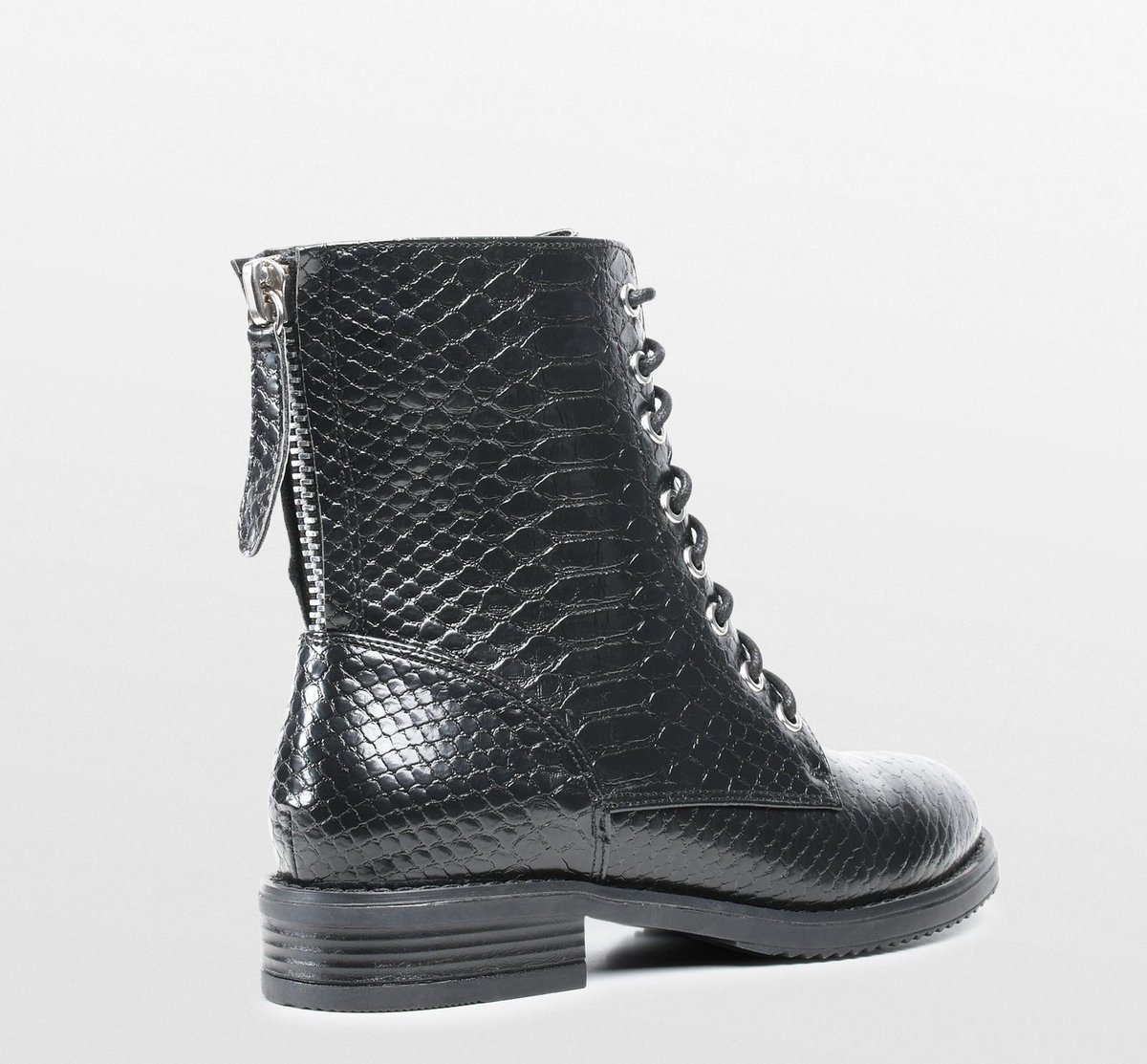 PS Poelman Dames - Maat 38 -YARI PU Imitatieleren Slangenprint Veter Laarzen Boots met Ritsstluiting