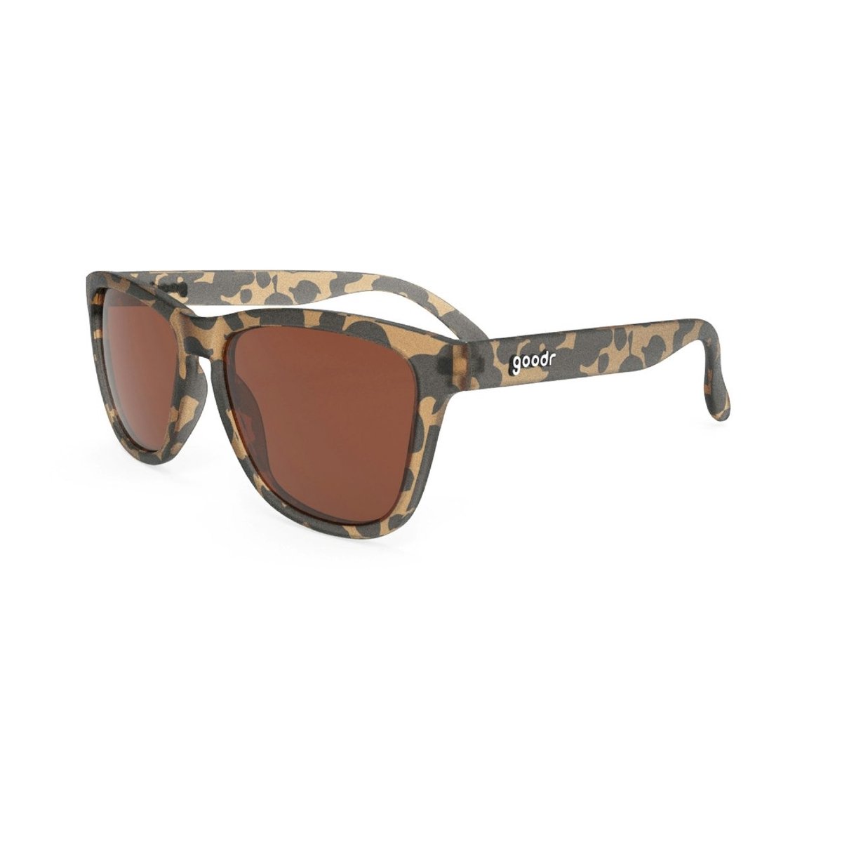 zonnebril, camouflage, bruin, kunststof, ronde rechthoekige