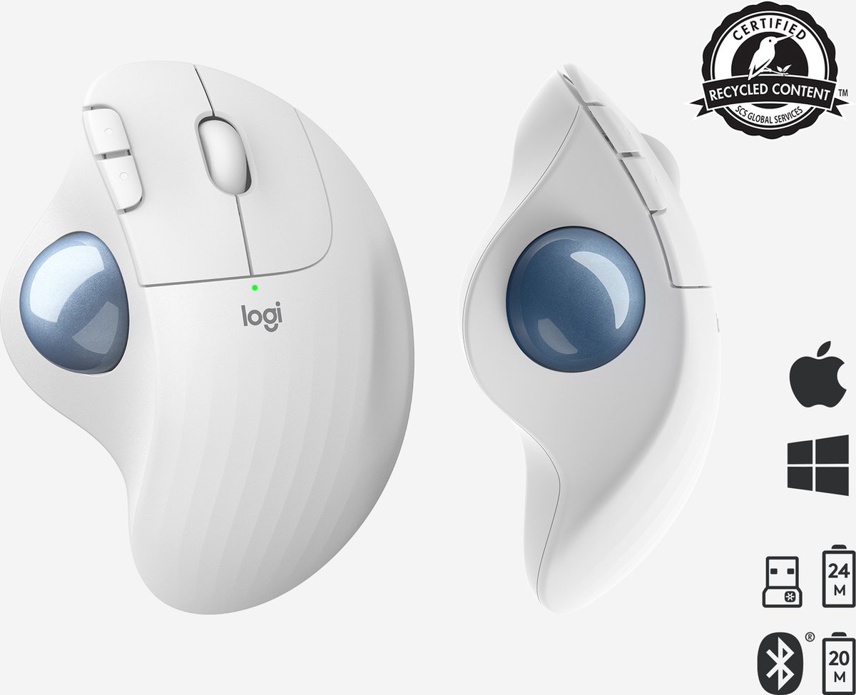 Logitech M575 ERGO Draadloze Trackball Muis - Off-white